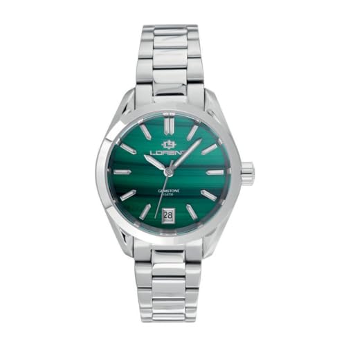 Lorenz - Ginevra Gemstone Lady 030265Ma - Orologio Al Quarzo Donna In Acciaio Inossidabile - Orologio Con Quadrante In Vera Pietra Naturale Malachite