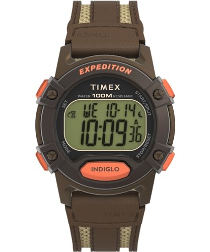 Timex Orologio Da Uomo Expedition Cat5 Da 41 Mm, Cinturino In Pelle Marrone, Quadrante Digitale, Cassa Marrone Tw4B30400