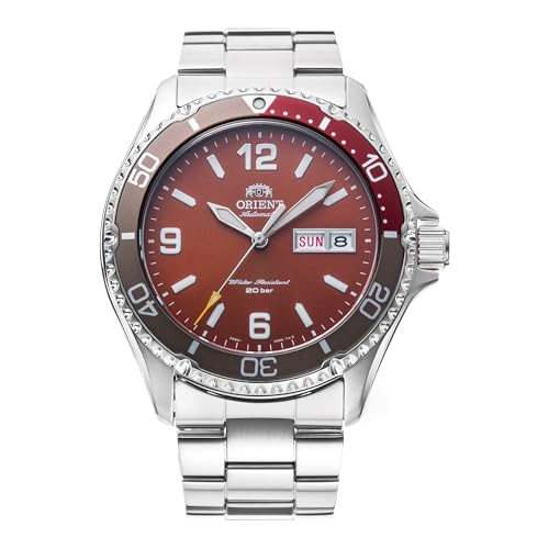 Orient Sports Kamasu Arabic - Orologio Da Uomo Automatico A Carica Manuale Impermeabile Bracciale E Cassa In Acciaio Metallizzato Quadrante Rosso - Ra