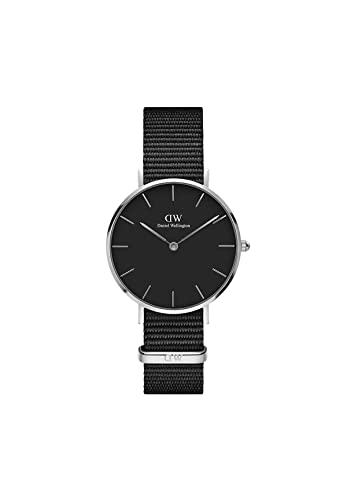 Daniel Wellington Petite Cornwall Orologio Donna, 32Mm, In Nato, Nero/Argento