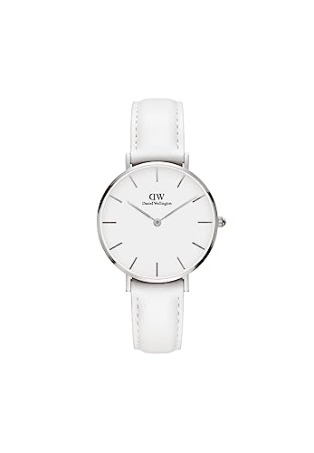 Daniel Wellington Petite Bondi Orologio Donna, 32Mm, In Pelle, Bianco/Argento