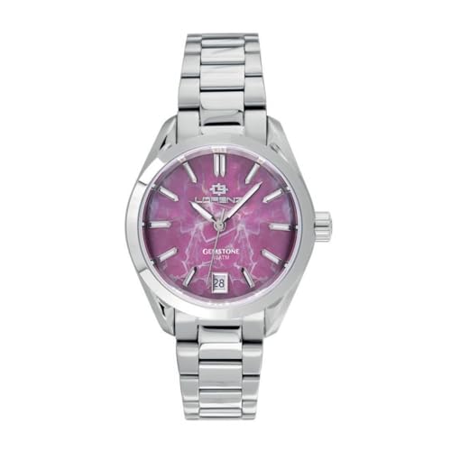 Lorenz - Ginevra Gemstone Lady 030265Am - Orologio Al Quarzo Donna In Acciaio Inossidabile - Orologio Con Quadrante In Vera Pietra Naturale Ametista -