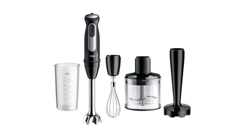 Braun Mq55307M Multiquick5, Frullatore Ad Immersione, Motore Potente, Accessori In Acciaio Inox, 2 Velocità, Colore Nero