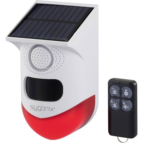 Sygonix Mini Sistema Di Allarme Bianco, Rosso Con Led, Con Sensore Di Movimento, Con Telecomando, Con Solare, Con Wlan