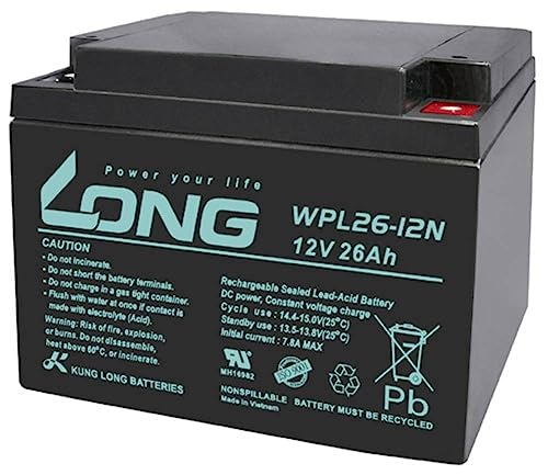 Long Wpl26-12N-M Wpl26-12N-M Bleibatteria Ricaricabile 12V 26Ah Blei-Vlies (Agm) (B X H X T) 166 X 125 X 175Mm M5-Sch