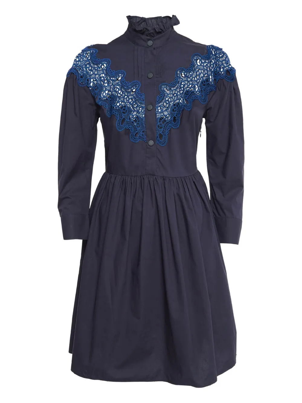 SANDRO pre-owned lace yoke mini dress - Blu
