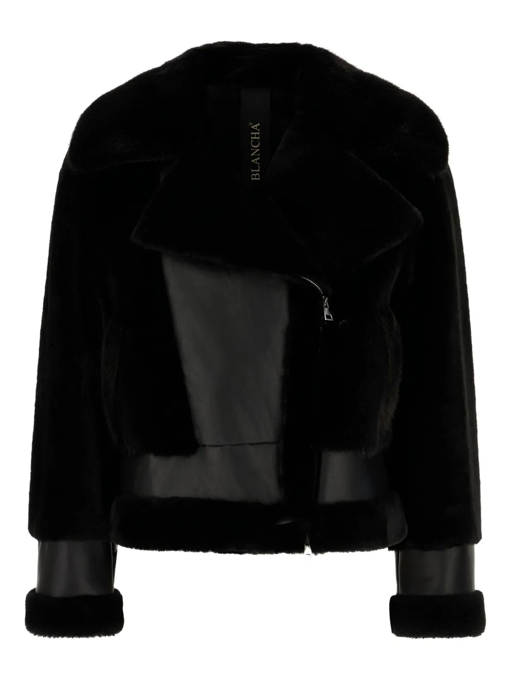 Blancha leather shearling jacket - Nero