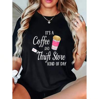 T-shirt casual estiva da donna, design alla moda, stampa posizionale, donatrici di pesca