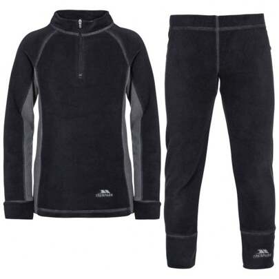 Bambini/Ragazzi Set intimo in pile a bolle (Nero)