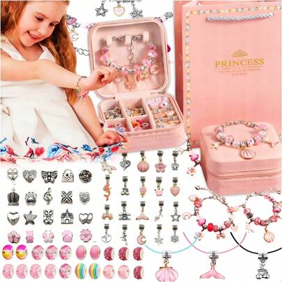 Kit per creare braccialetti, kit per creare collane, kit per creare gioielli, kit per creare gioielli per bambini, kit artigianale con ciondoli, kit a