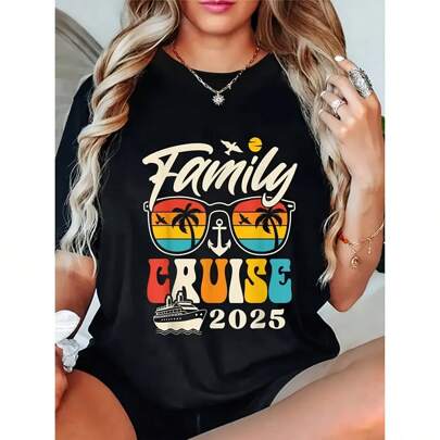 Maglietta casual estiva da donna, design alla moda con stampa posizionata, pronta per il lavoro, adatta come regalo per la partita dei Bucks V