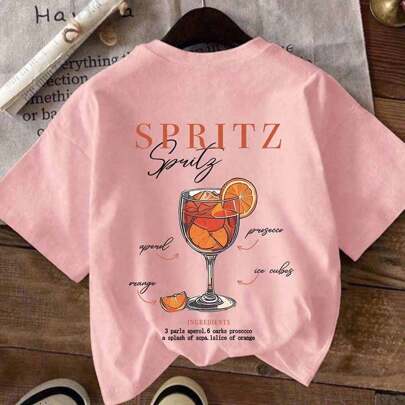 Maglietta casual da donna a maniche corte girocollo, in stile retrò, con la scritta "Aperol Spritz Is Always The Answer", per taglie forti