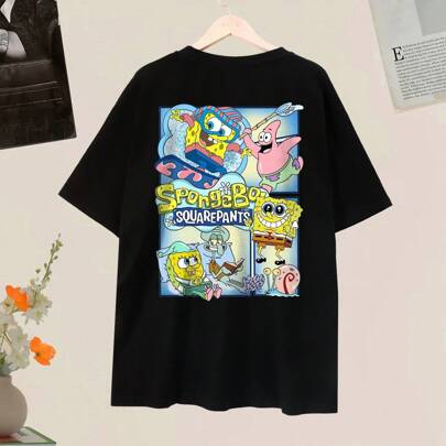 Da donna Da uomo [SpongeBob SquarePants serie co-branded] SpongeBob SquarePants skateboarding Squiddy animazione tuta cornice colori contrastanti scoz