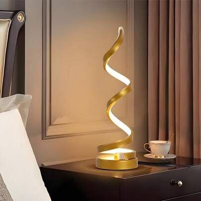 Lampada da scrivania a LED a spirale moderna, lampada da comodino dimmerabile con 3 modalità di colore per la camera da letto, lampada a spirale regol