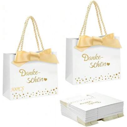 Confezione da 50 sacchetti regalo di ringraziamento con fiocco, piccoli sacchetti regalo di ringraziamento rosa, mini sacchetti regalo di carta per fe