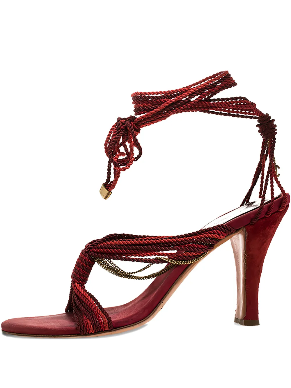CHANEL Pre-Owned 100mm rope-chain sandals - Rosso