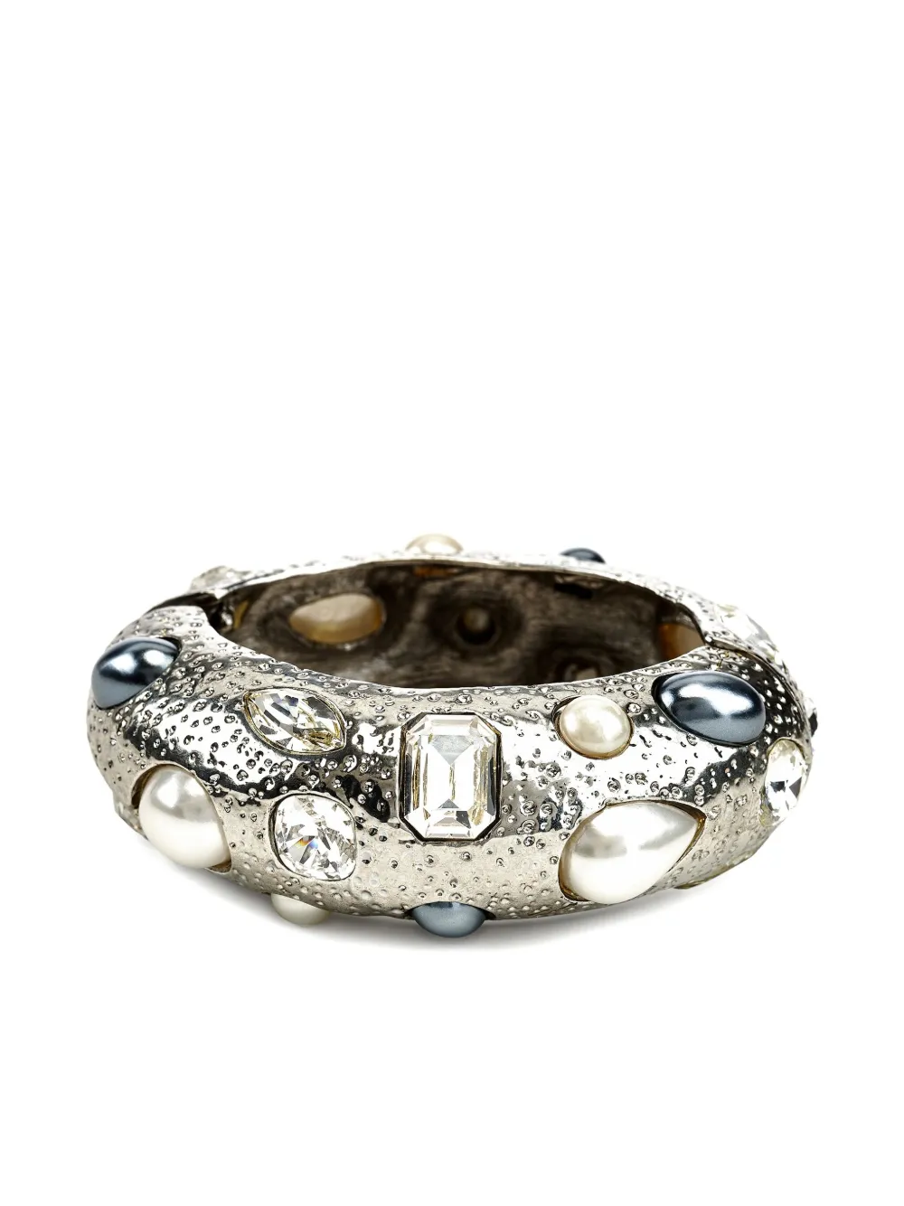 Kenneth Jay Lane pearl-embellished bangle bracelet - Argento