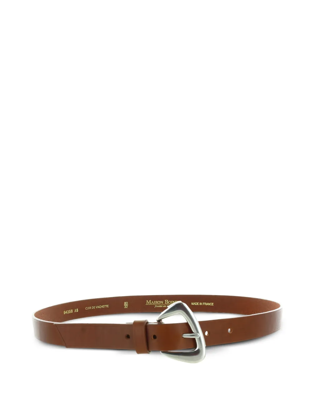 Maison Boinet leather triangular-buckle belt - Marrone