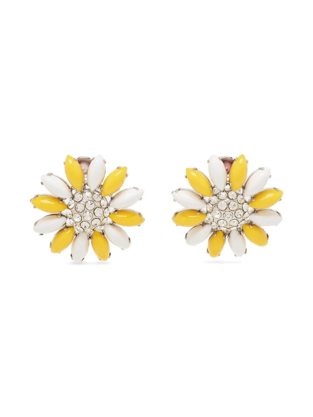 Miu Miu Pre-Owned crystal-embellished floral-motif earrings - Argento