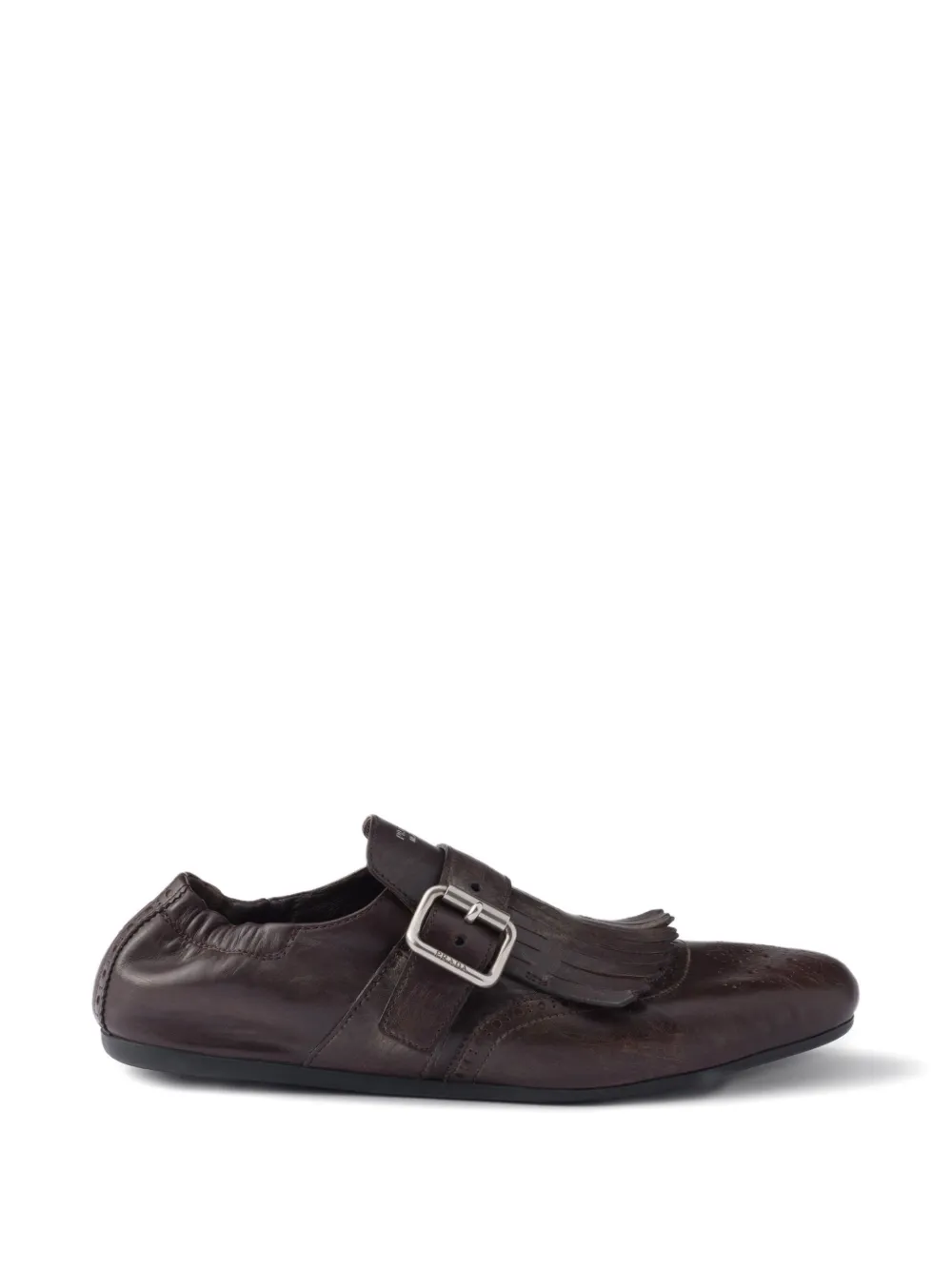 Prada fringed buckle shoes - Marrone