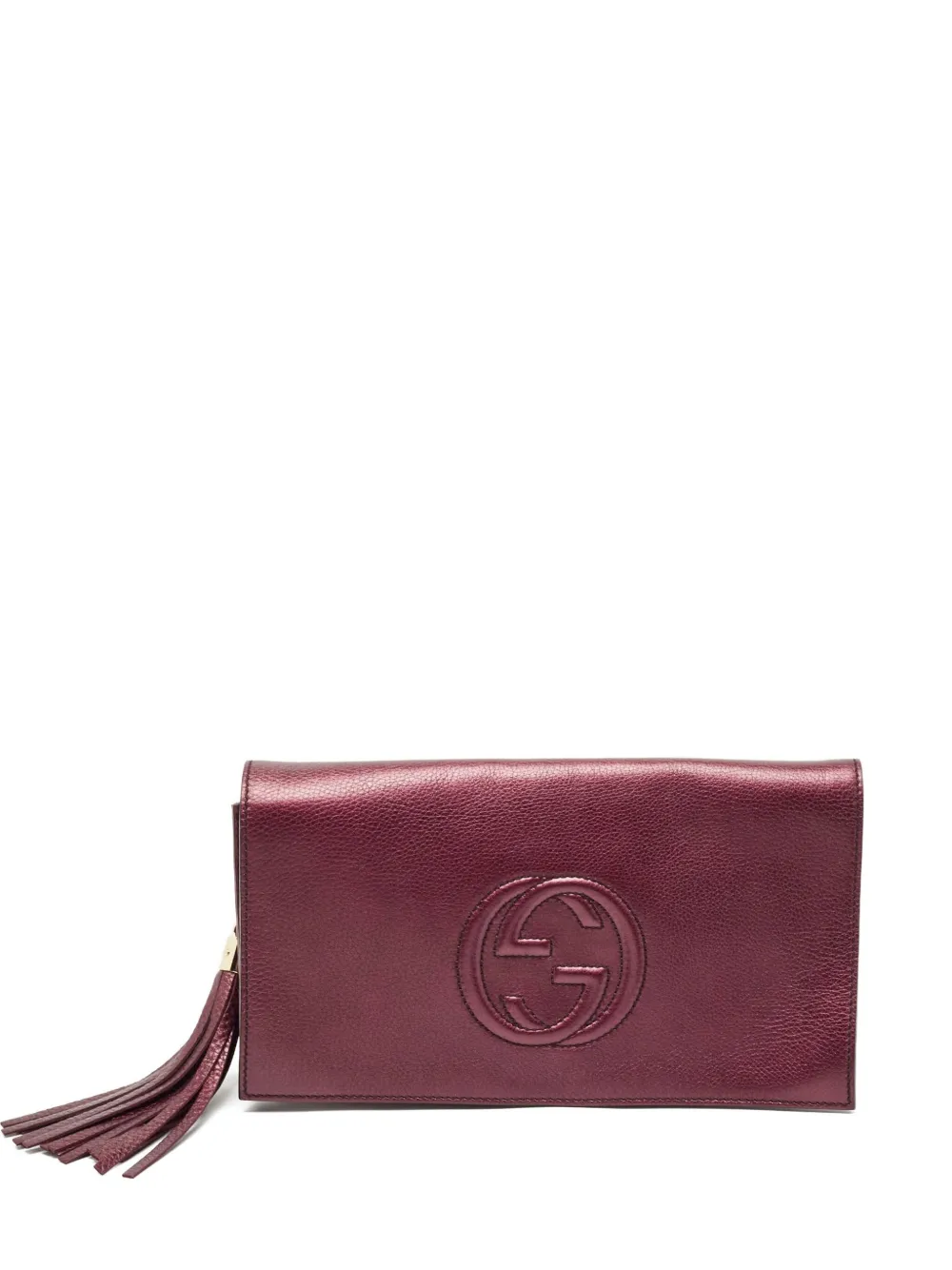 Gucci Pre-Owned Soho Disco logo-embossed leather clutch bag - Viola