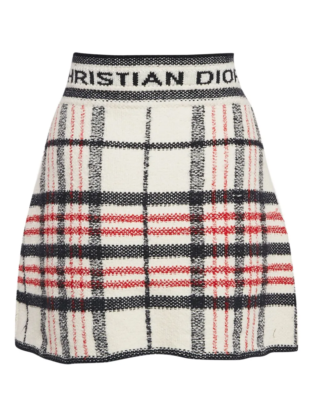 Christian Dior Pre-Owned plaid tweed skirt - Bianco
