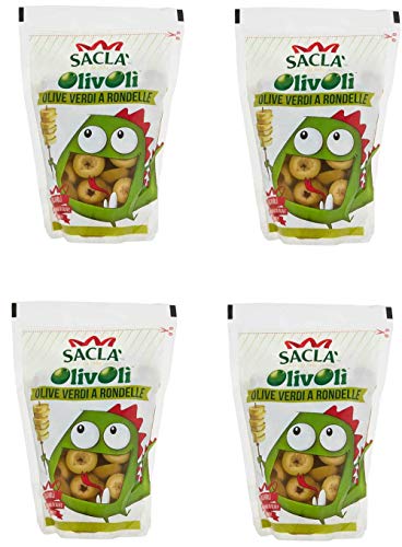 Sacla' Olive Verdi A Rondelle Green Sliced ​​Olives 6.52Oz 185Gm ,Pack Of 4