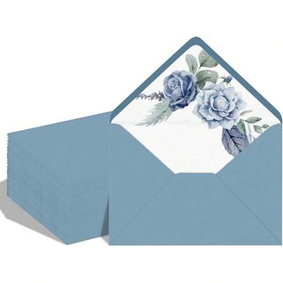 Set di 50 buste per inviti formato A7 blu polvere, buste per biglietti di auguri, ringraziamenti e regali con chiusura a V blu polvere, adatte per mat