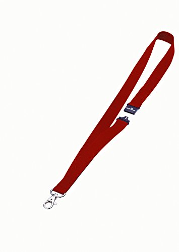 Durable 813703 Lacet Textile Universel Avec Attache Mousqueton Et Sécurité Anti-Traction Longueur Porté 44 Cm Coloris Rouge Boîte De 10