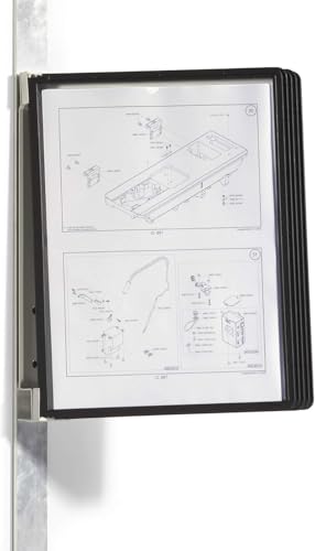 Durable 591401 Vario Magnet Wall 5 Support Mural Avec 5 Pochettes De Consultation Noir
