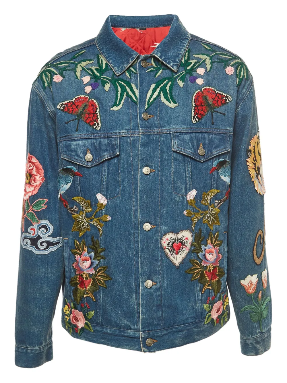 Gucci Pre-Owned floral-embroidered jacket - Blu