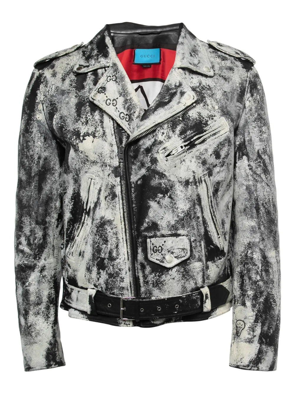 Gucci Pre-Owned dragon-embroidered leather jacket - Nero