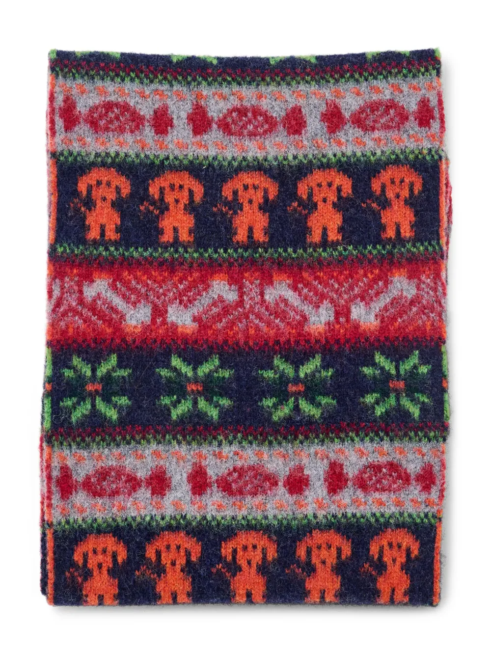 Howlin' dog-fairisle lambswool scarf - Rosso