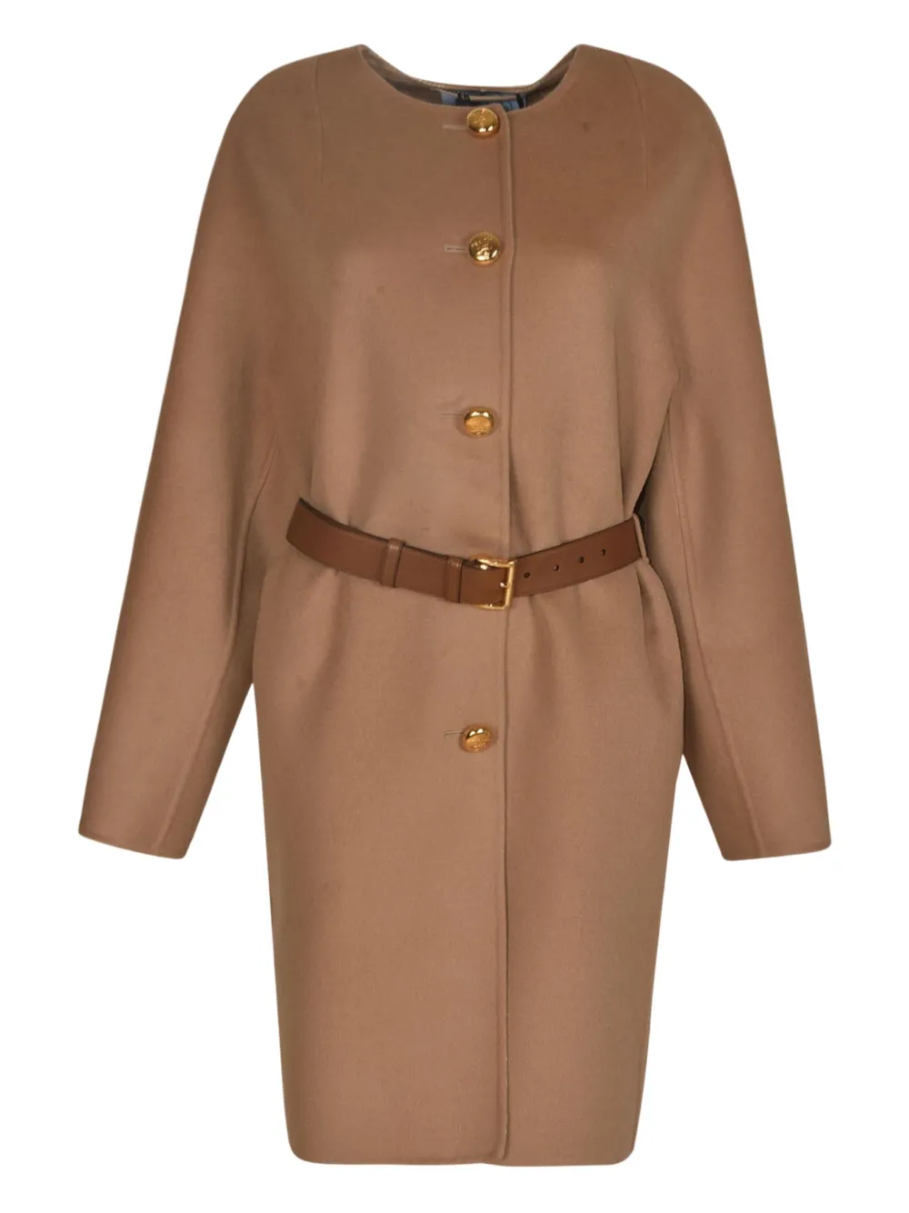 Prada belted buttoned coat - Marrone