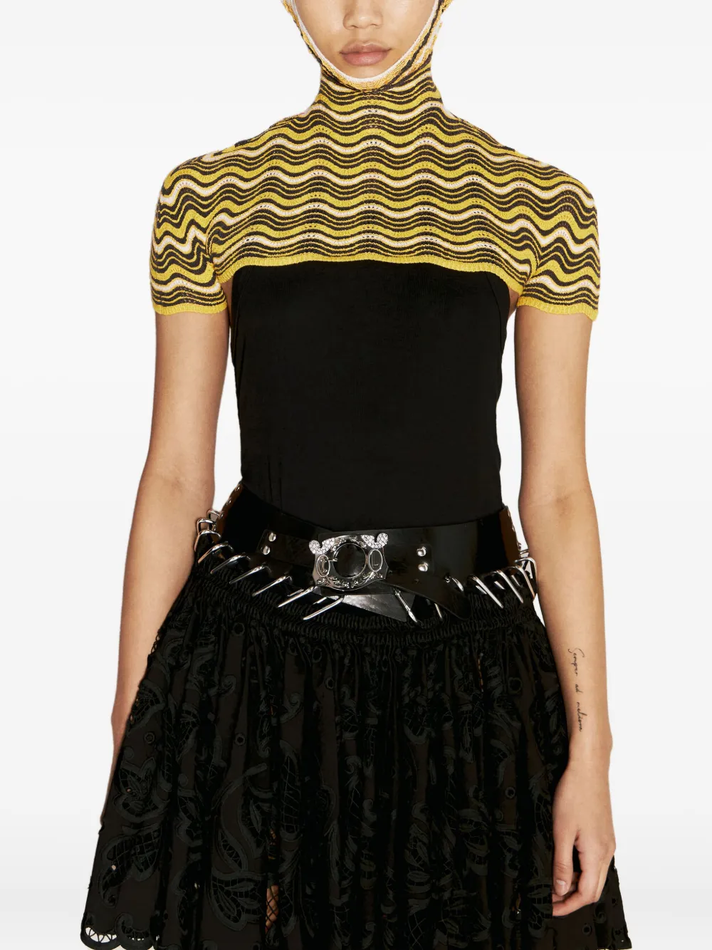Isa Boulder wave-pattern knitted top - Giallo