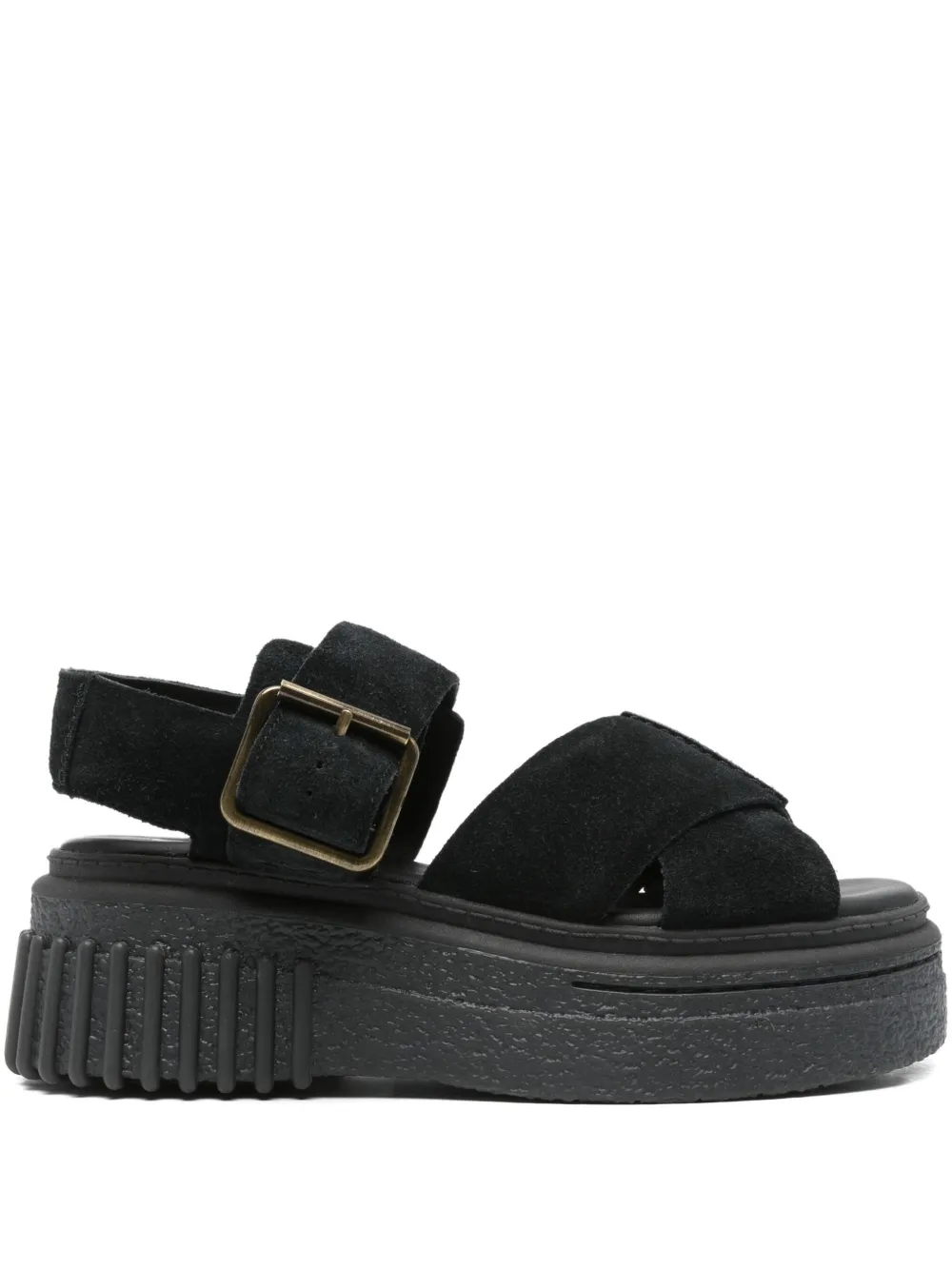 Clarks 50mm Evamar buckle-fastening platform sandals - Nero