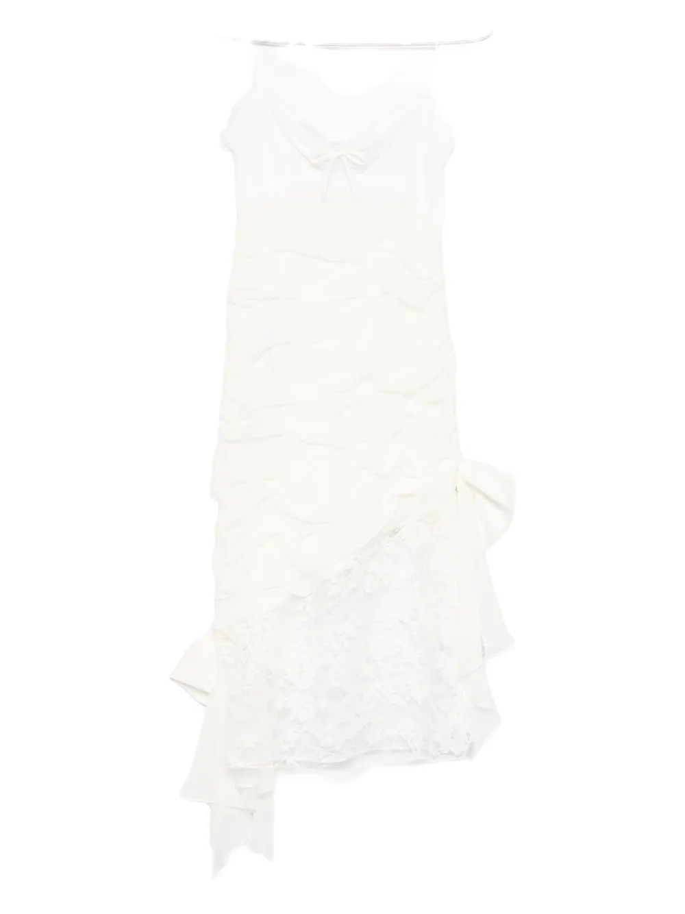 Alessandra Rich draped lace mini dress - Bianco