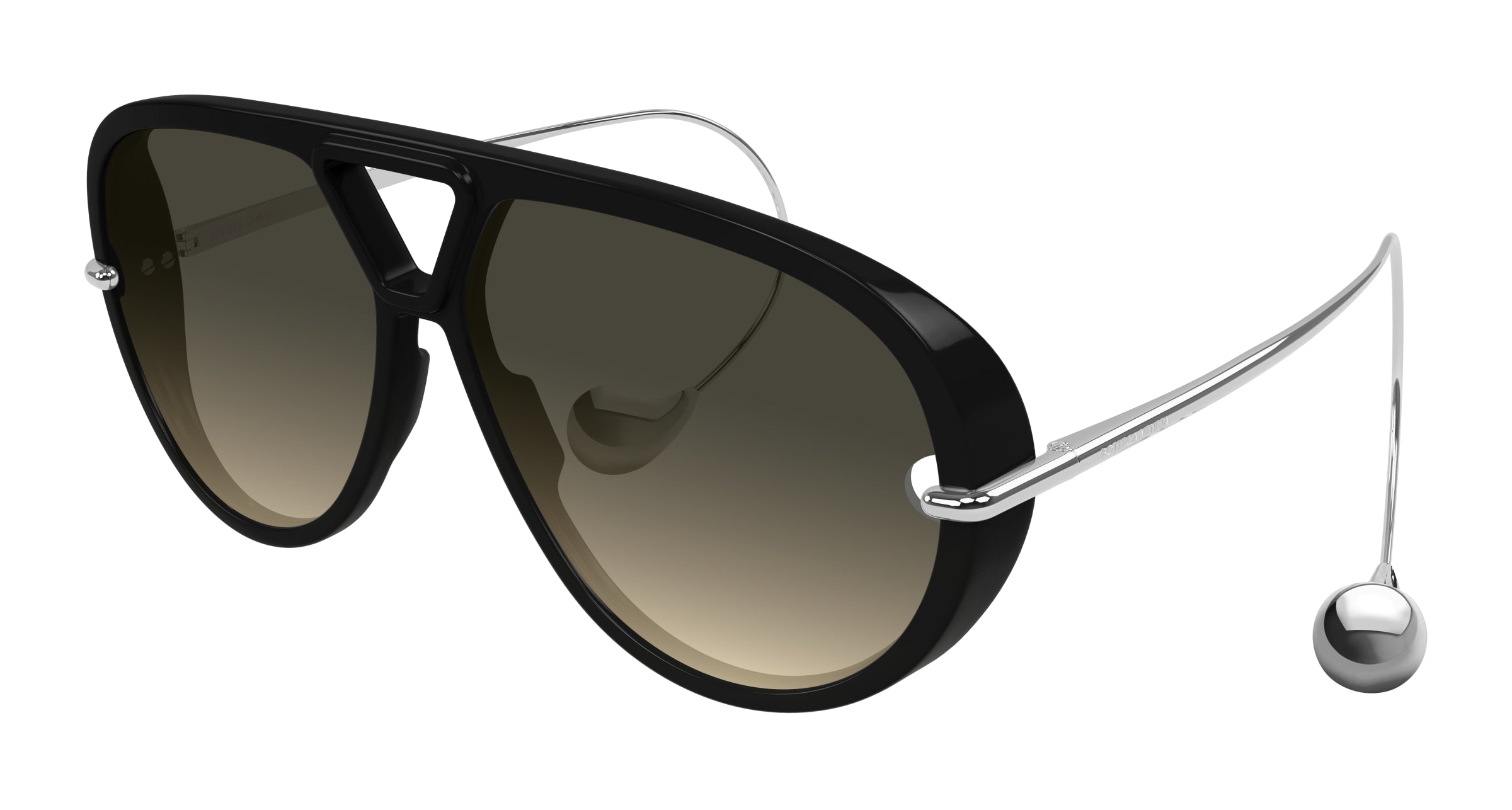 Bottega Veneta Donna Bv1273S 010 Occhiali Da Sole Acetato Nero Marrone Geometrica