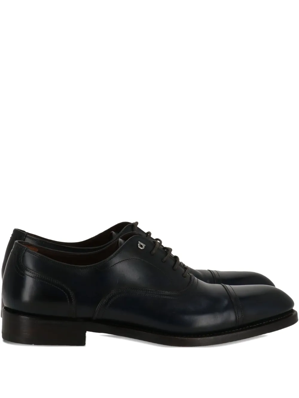Ferragamo leather derby shoes - DARK BLUE