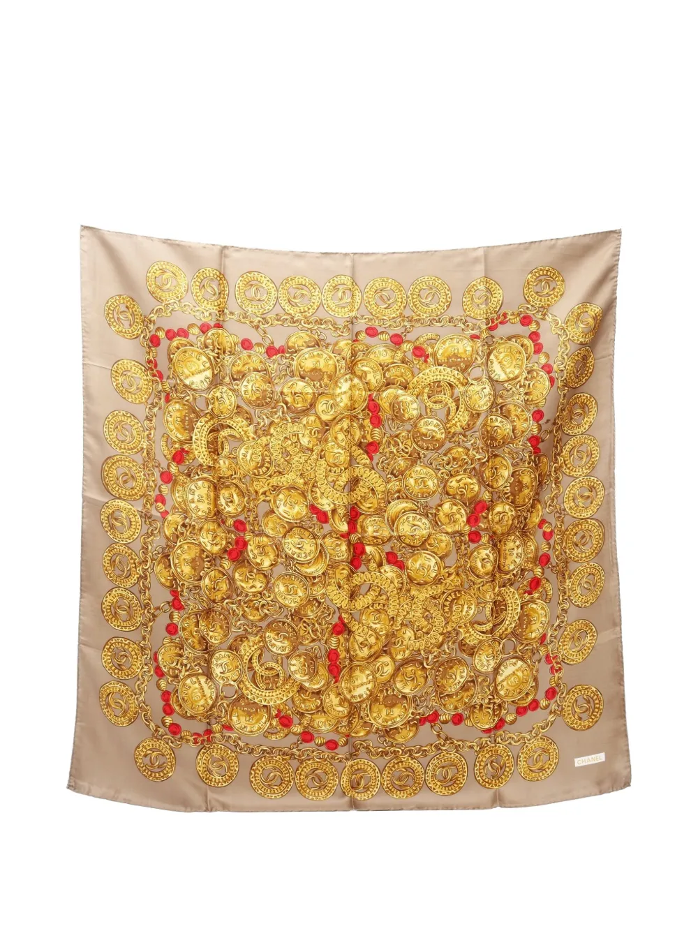 CHANEL Pre-Owned 1986-1988 Coco Mark silk scarf - Toni neutri