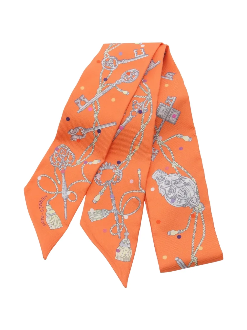 Hermès Pre-Owned 2023 Les Cles A Pois bandeau scarf - Arancione