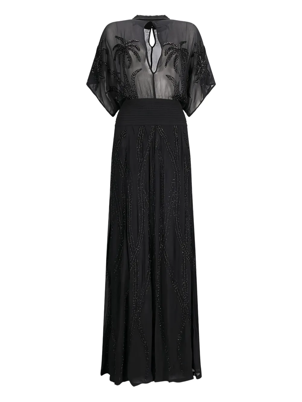 Retrofete Nalina palm-tree beaded maxi dress - Nero