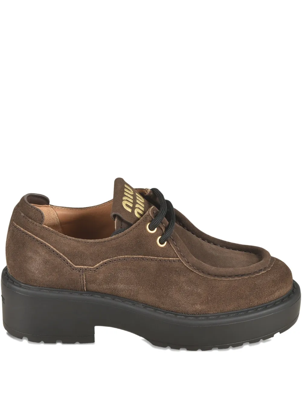 Miu Miu 55mm Sienna platform derby shoes - Marrone