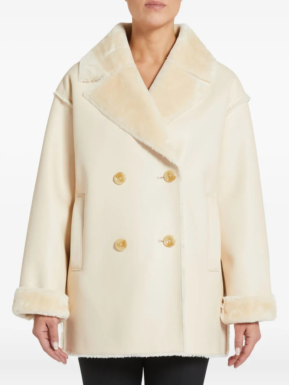 Pennyblack faux-fur collar double-breasted coat - Toni neutri