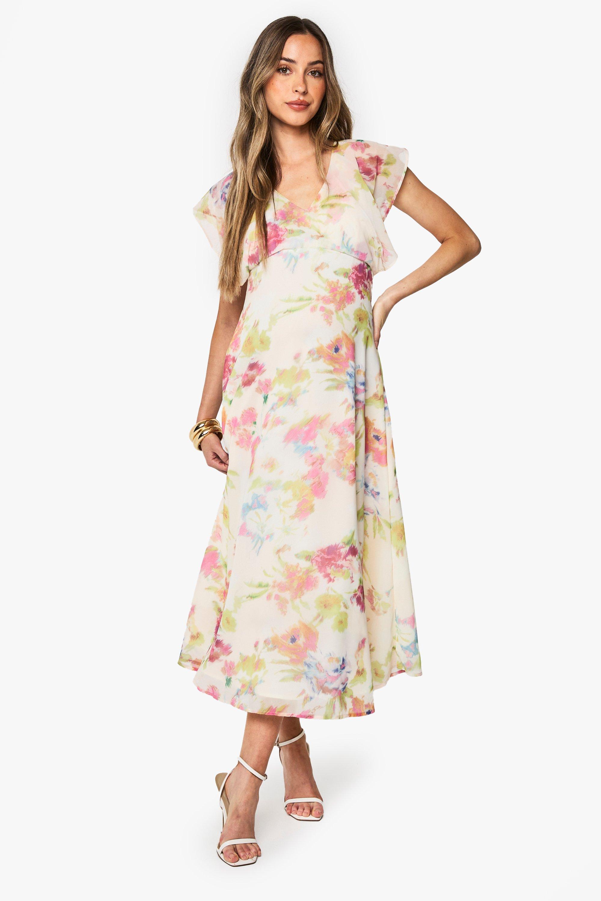 Maternity Floral Skater Dress, Bianco