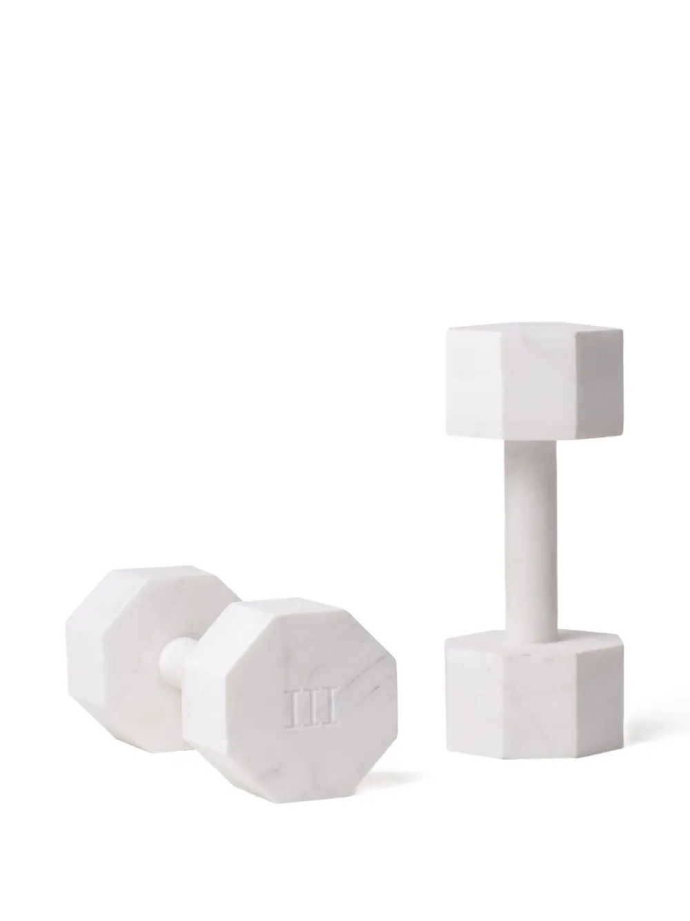 Seletti octagonal marble dumbbell (set of two) - Bianco