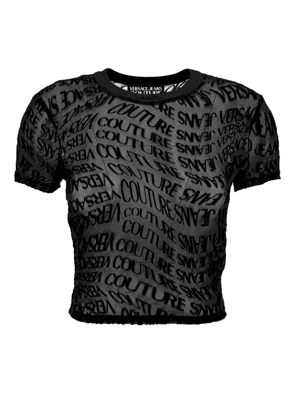 Versace Jeans Couture logo-print mesh top - Nero