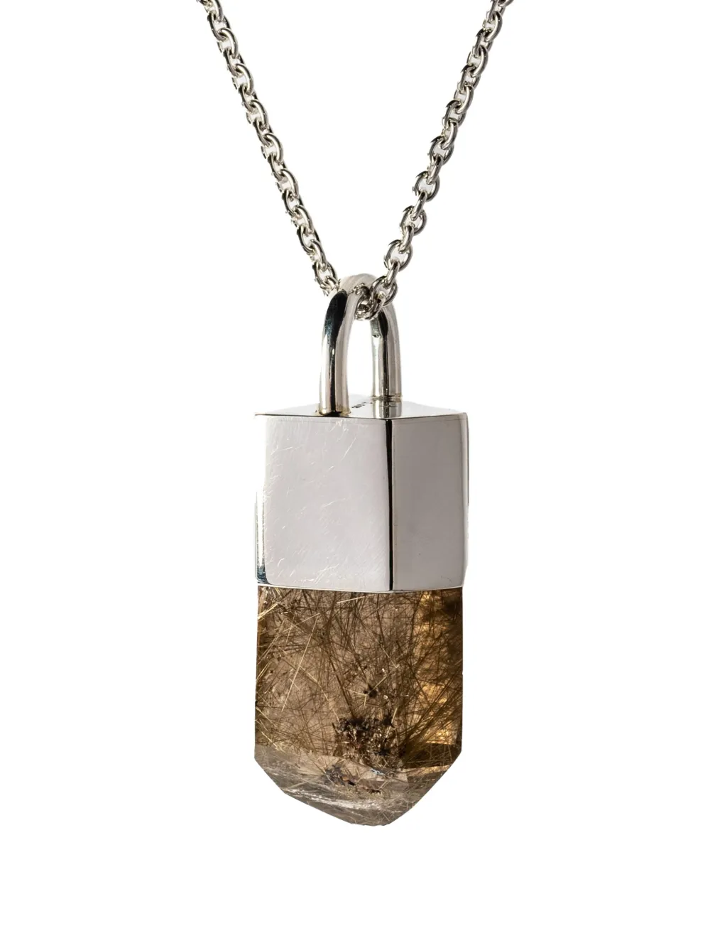 Parts of Four sterling silver Talisman quartz pendant necklace - Argento