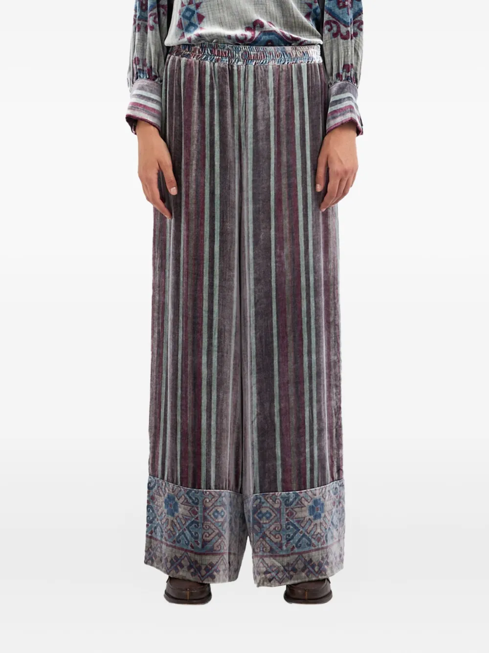 Pierre-Louis Mascia Kanpur striped velvet trousers - Grigio