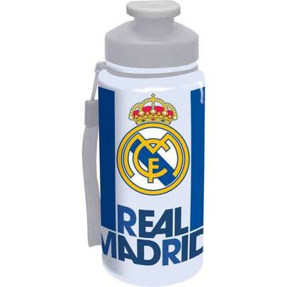 Bottiglia traslucida del Real Madrid e capacità 550 ml - Bottiglia leggera del Real Madrid e coperchio antigoccia, Licenza Ufficiale del Real Madrid
